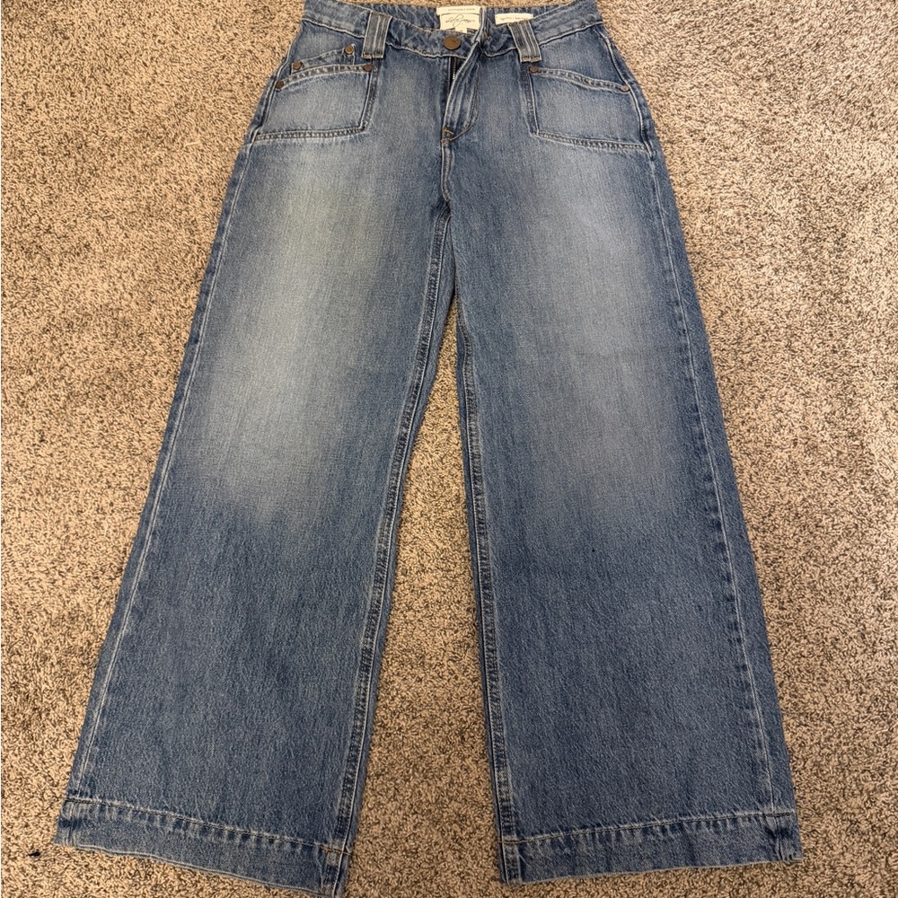 Wide Leg Blue Denim Jeans